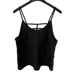 Timing Caged Cut Out Black Spaghetti Tank, Size S